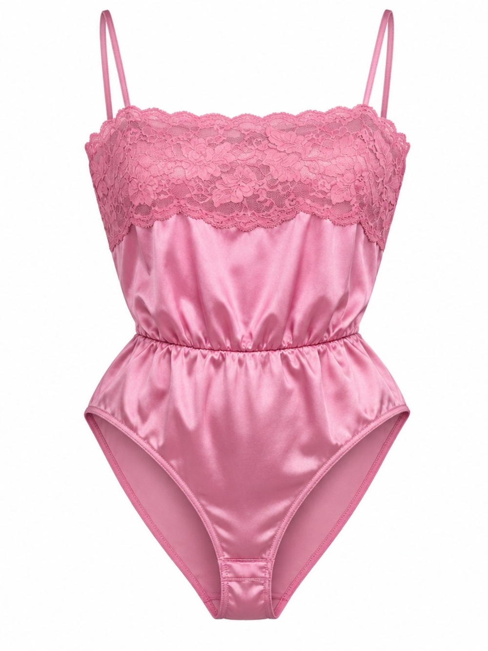 Vintage Pink Satin Lace Bodysuit Teddy Size 40 Made in Austria 80s 90s medium
